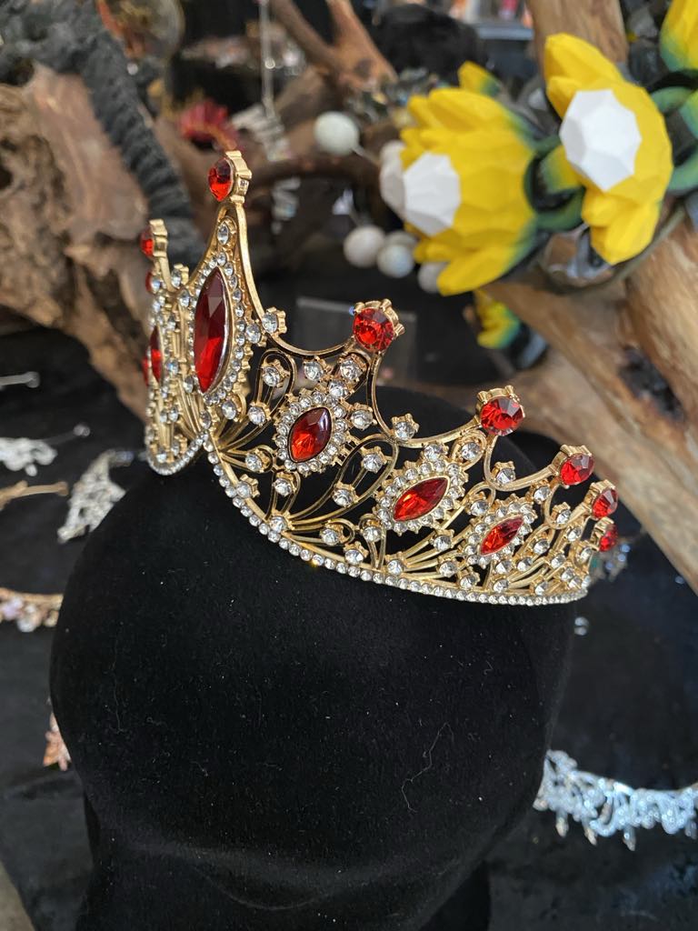 Gold Crown with Red Faux Diamantes