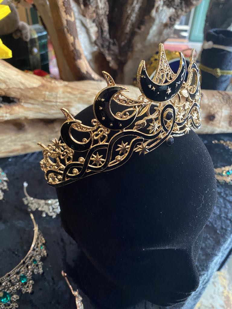 Gold Moon Crown with Black Crescent Accents