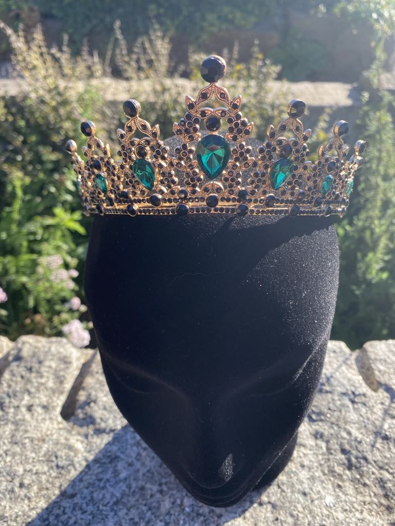 Queen’s Crown with Green Faux Diamantes – Medieval/Fantasy Costume Accessory