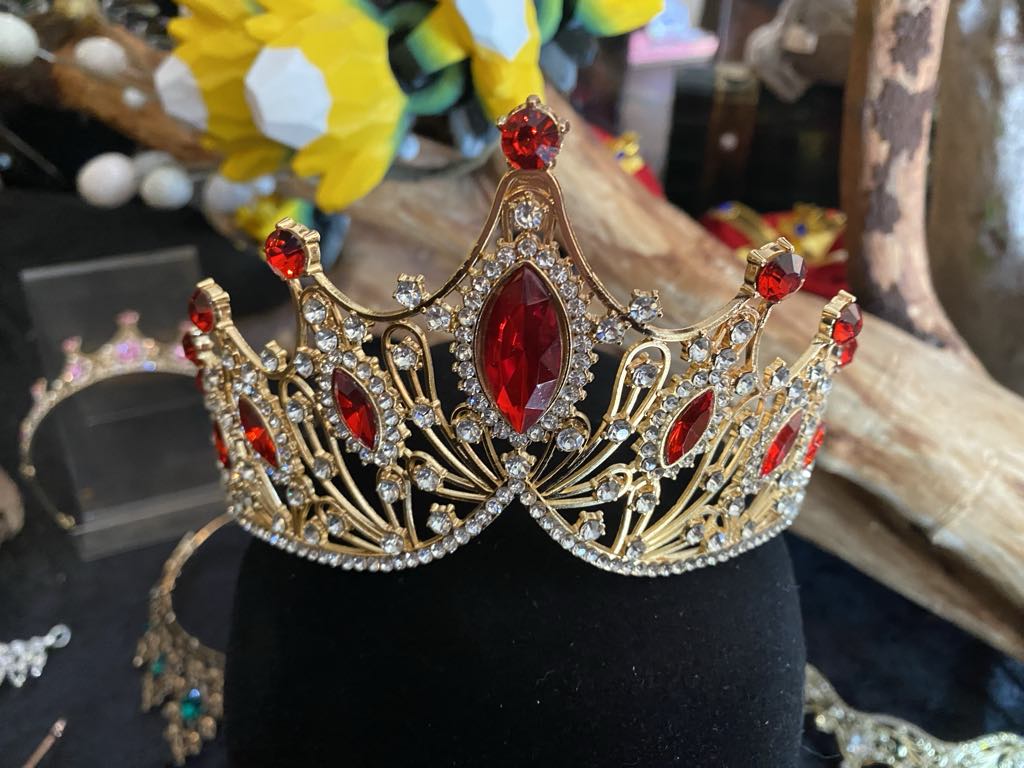 Gold Crown with Red Faux Diamantes