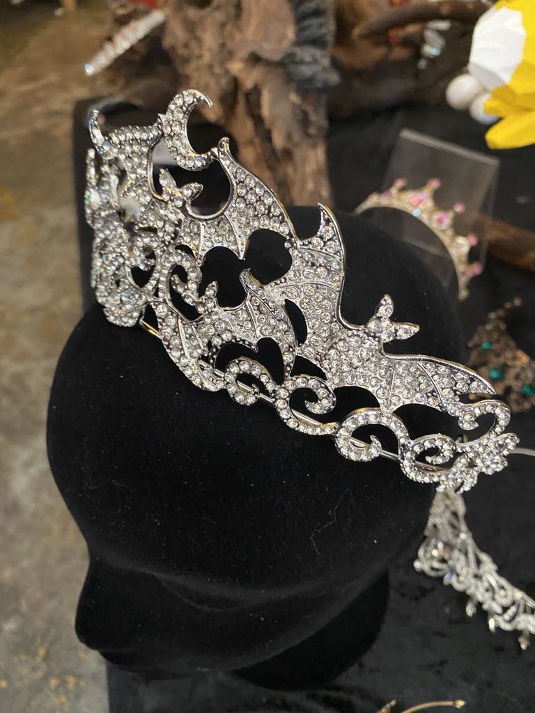 Silver Bat Crown with Faux Diamantes