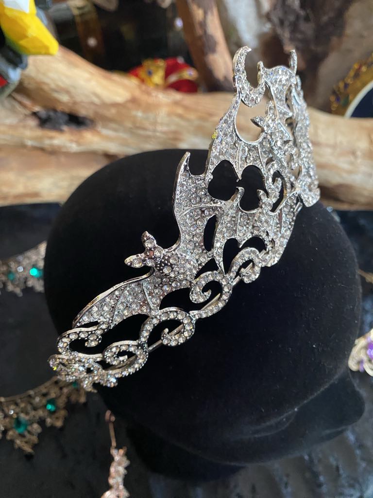Silver Bat Crown with Faux Diamantes