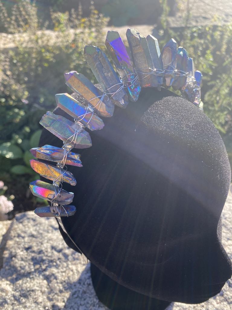 Rainbow Blue Crystal Crown with Faux Crystals – Medieval/Fantasy Costume Accessory