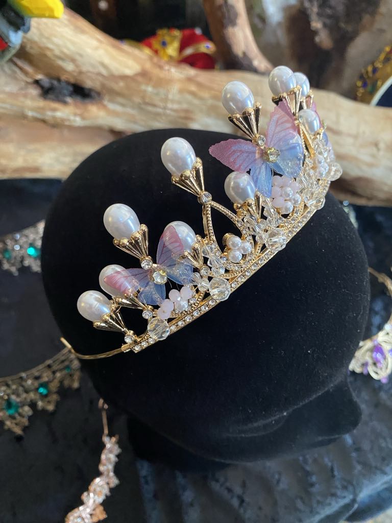 Gold Princess Crown with Butterflies