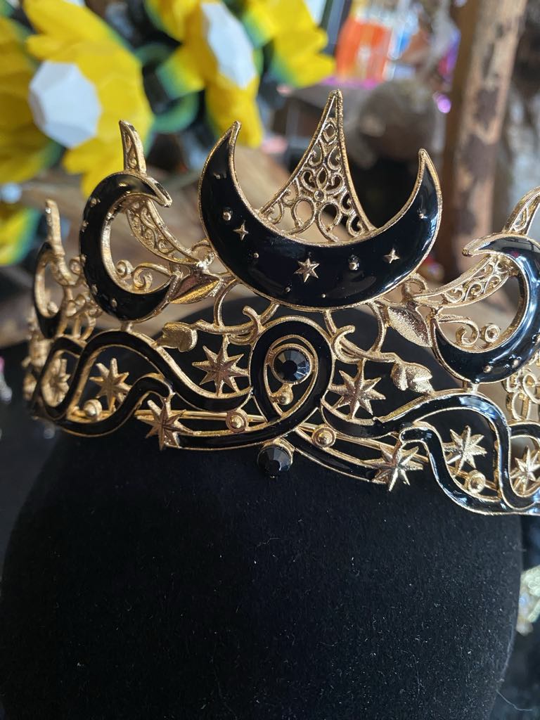 Gold Moon Crown with Black Crescent Accents