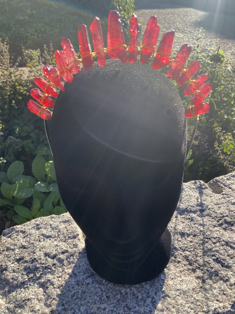Red Crystal Crown with Faux Crystals – Medieval/Fantasy Costume Accessory