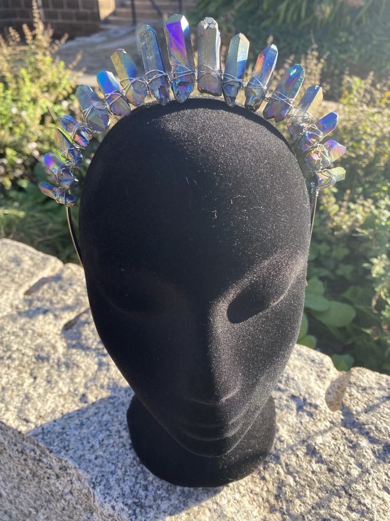 Rainbow Blue Crystal Crown with Faux Crystals – Medieval/Fantasy Costume Accessory