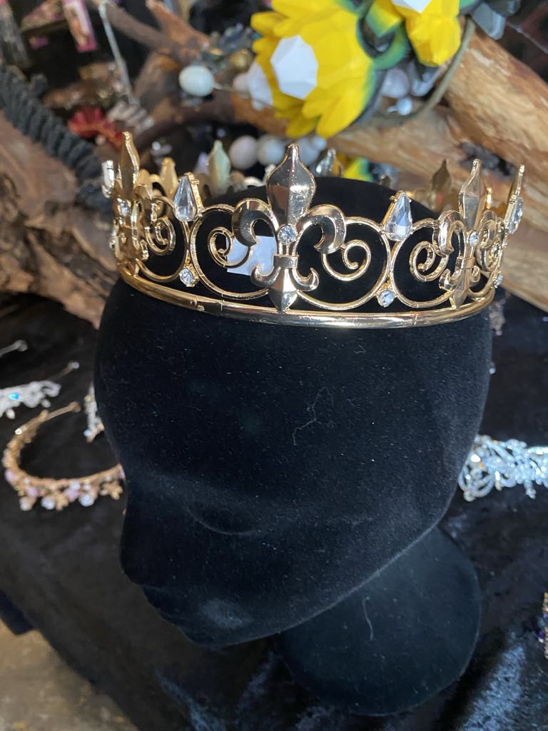 King’s Circlet Crown with Faux Diamonds – Gold or Silver