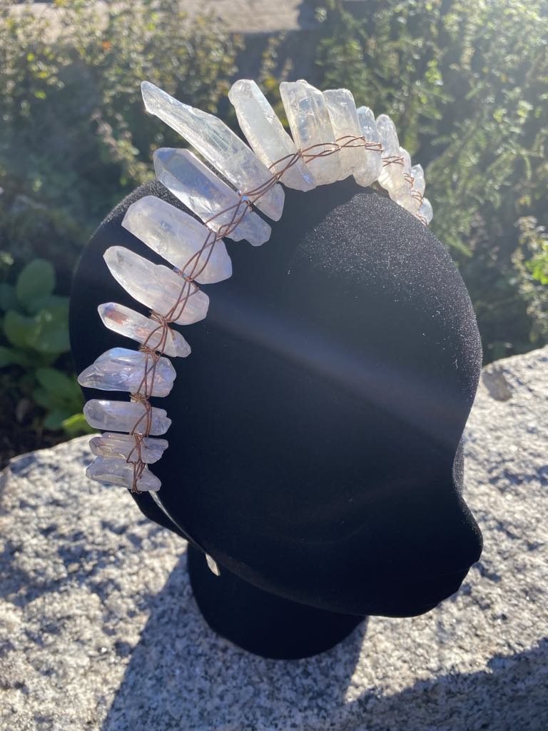 White Crystal Crown with Faux Crystals – Medieval/Fantasy Costume Accessory