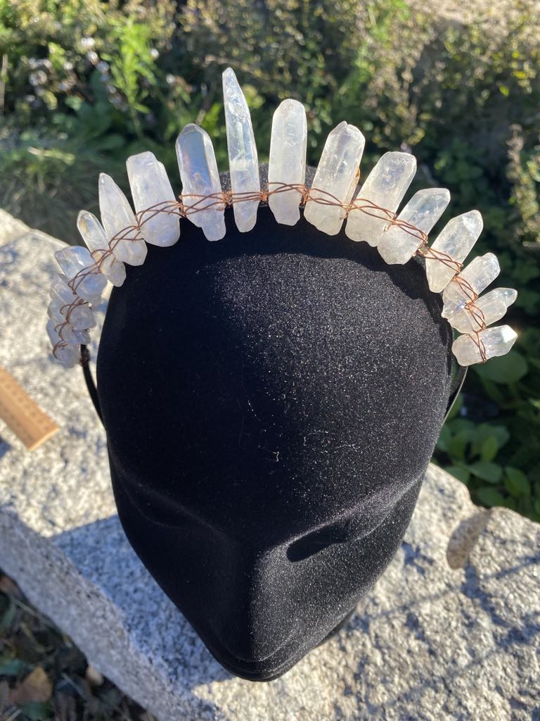 White Crystal Crown with Faux Crystals – Medieval/Fantasy Costume Accessory