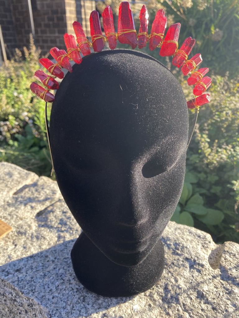 Red Crystal Crown with Faux Crystals – Medieval/Fantasy Costume Accessory