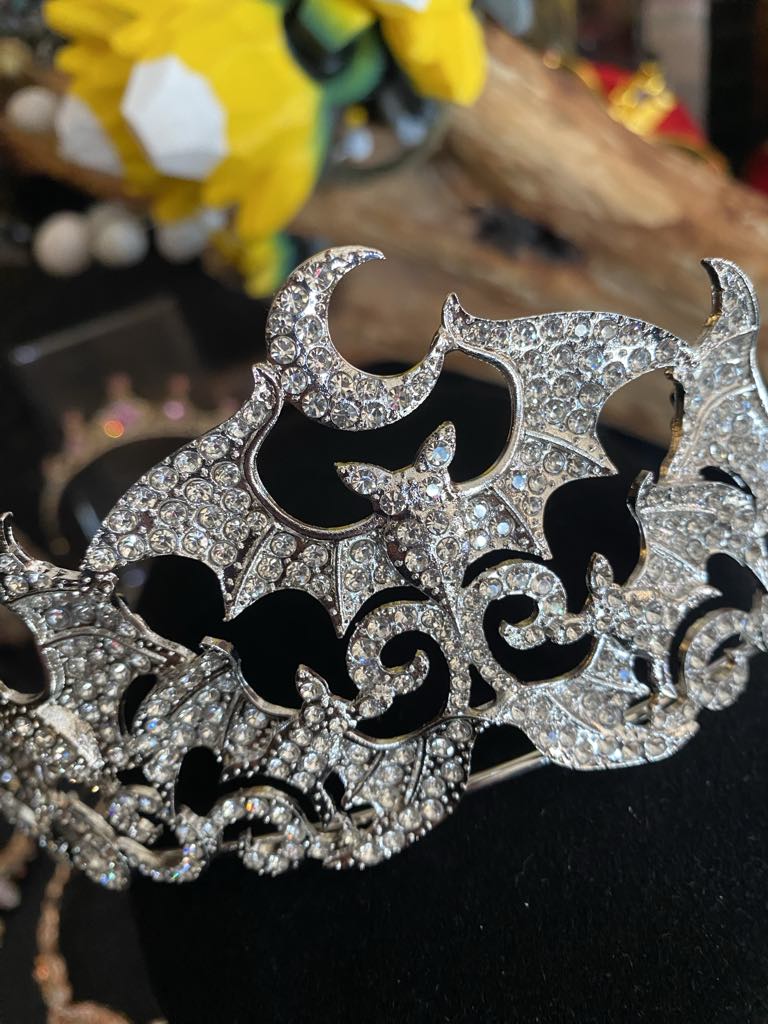 Silver Bat Crown with Faux Diamantes
