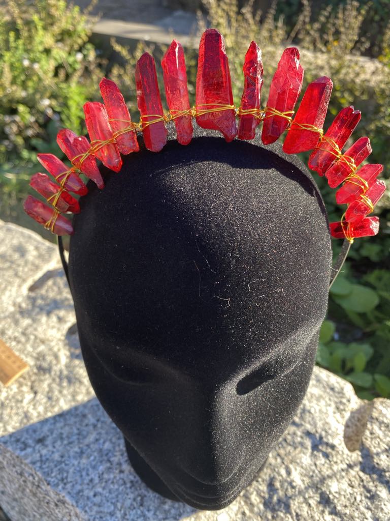 Red Crystal Crown with Faux Crystals – Medieval/Fantasy Costume Accessory