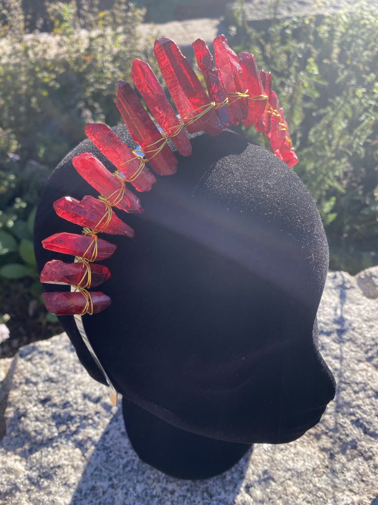 Red Crystal Crown with Faux Crystals – Medieval/Fantasy Costume Accessory