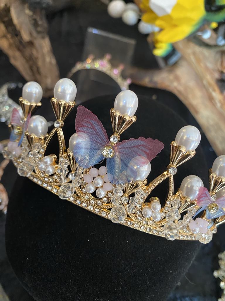 Gold Princess Crown with Butterflies