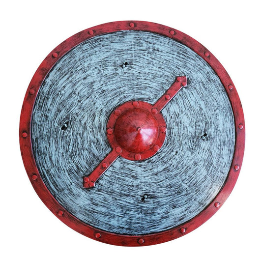 Silver & Red Viking Shield – 45cm High Density Plastic