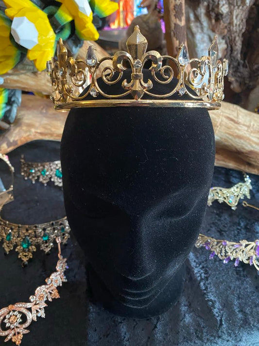 King’s Circlet Crown with Faux Diamonds – Gold or Silver
