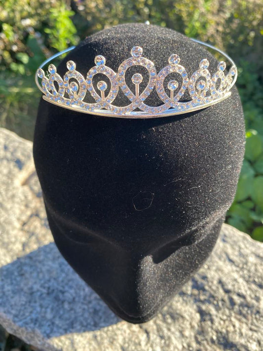 C. Silver Princess Tiara with White Faux Diamantes – Medieval/Fantasy Costume Accessory