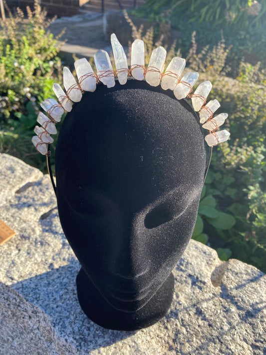 White Crystal Crown with Faux Crystals – Medieval/Fantasy Costume Accessory