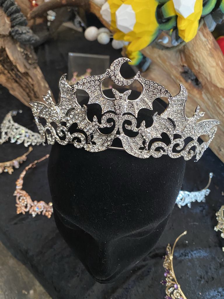 Silver Bat Crown with Faux Diamantes