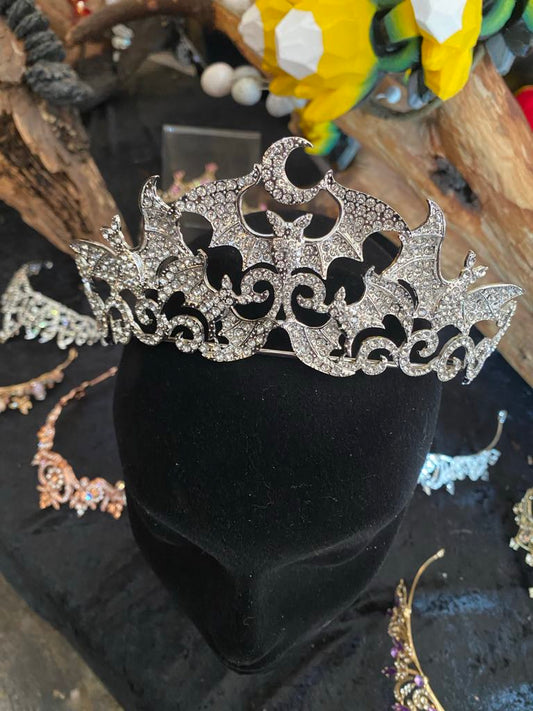 Silver Bat Crown with Faux Diamantes