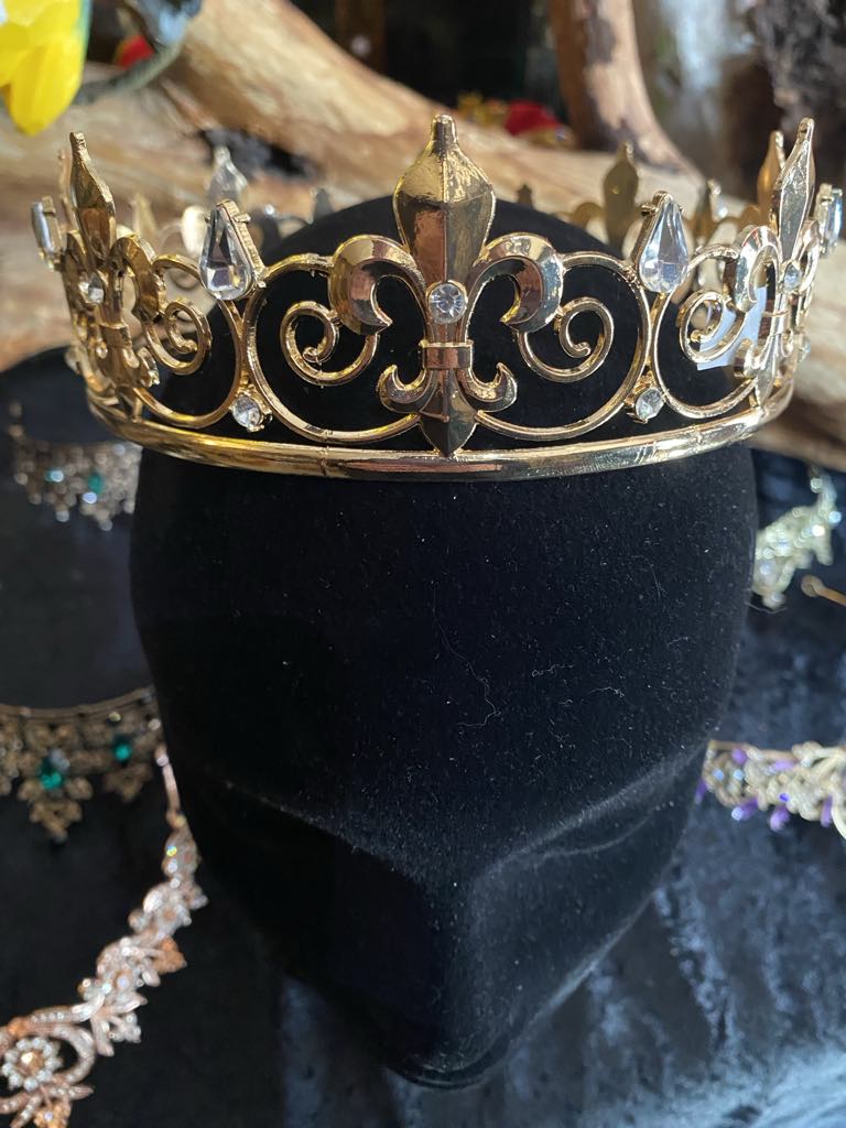 King’s Circlet Crown with Faux Diamonds – Gold or Silver