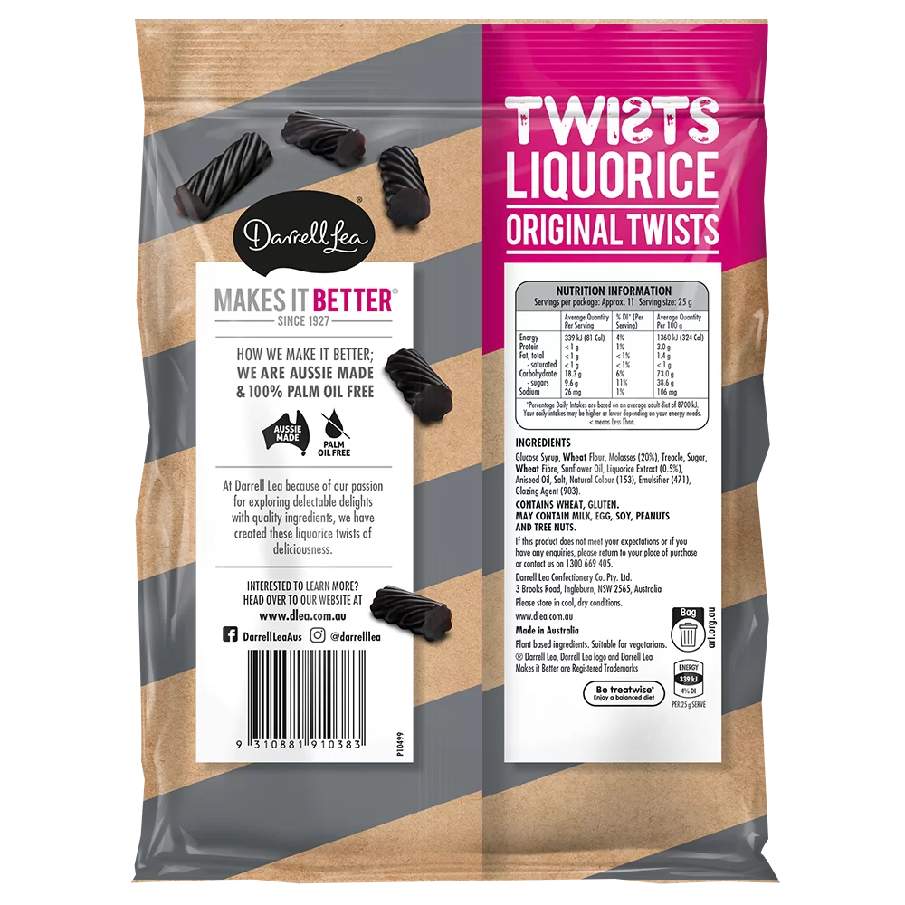 Darell Lea Liquorice Original Twists
