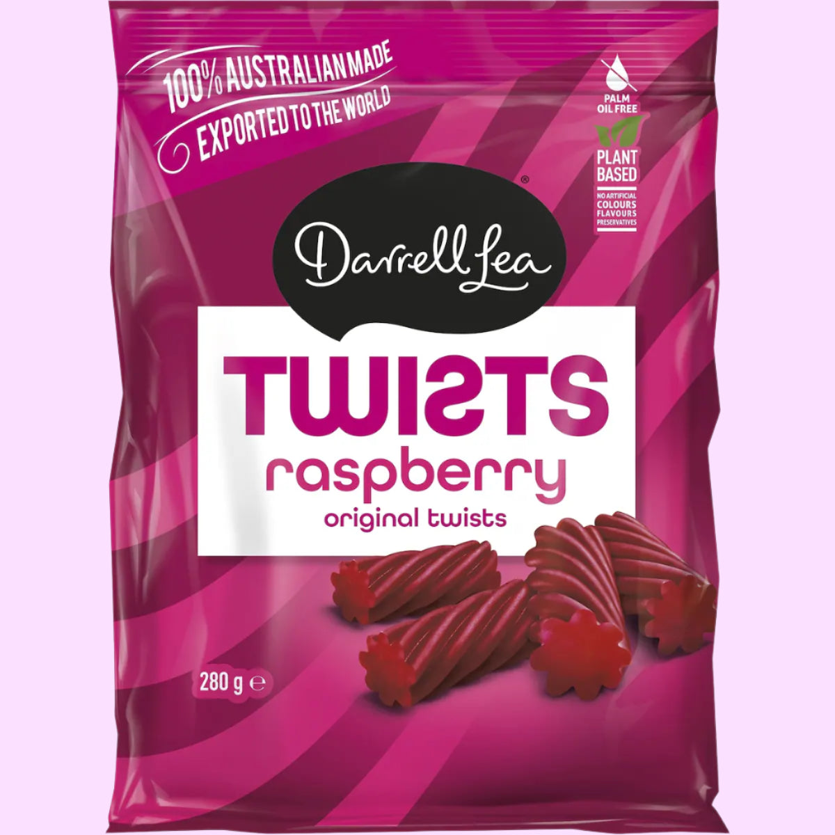 Darrell Lea Twists Raspberry Liquorice