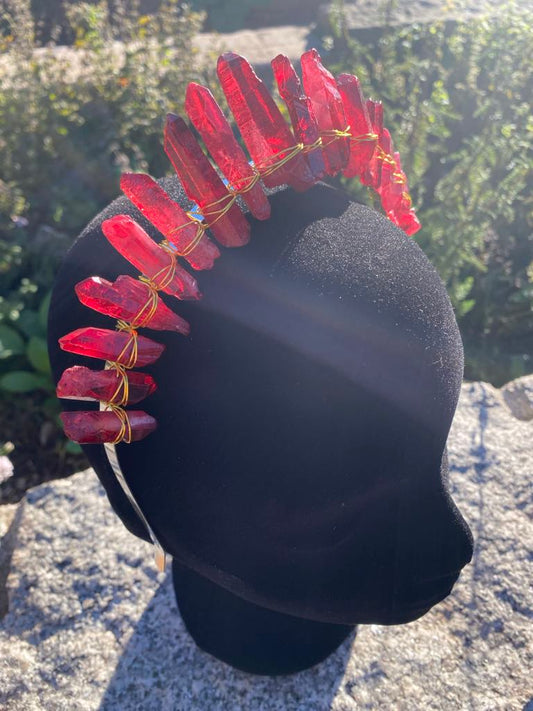 Red Crystal Crown with Faux Crystals – Medieval/Fantasy Costume Accessory